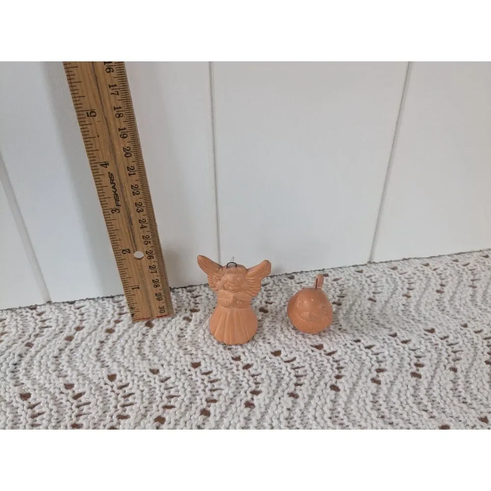 2 pcs terracotta angel and bird tree ornaments, made in Mexico
